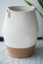 Large Laundry Hamper | Tall Wicker Hamper Laundry Basket, Soft Cotton Rope Wo...