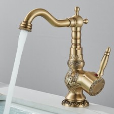 Antique Brass Mono Basin Sink Mixer Tap Bathroom 360° Waterfall Single Lever Tap