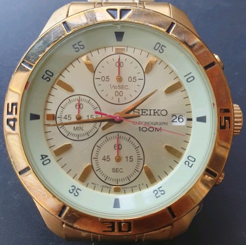 Seiko chronograph 100m gold - seiko,