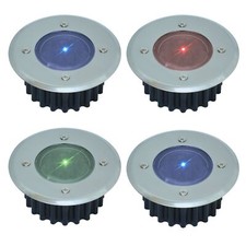 4 x Stainless Steel Colour Changing Led Solar Powered Garden Decking Deck Lights