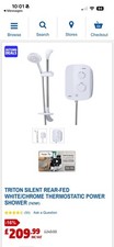 Triton AS2000SR Silent Running Thermostatic Power Shower White & Chrome Novel SR