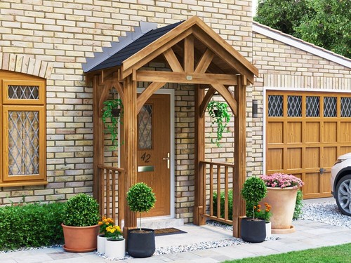 Wooden porch canopy with - porch,