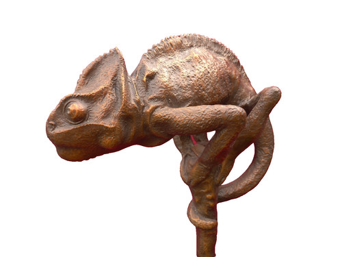 Chameleon sculpture bronze - chameleon,