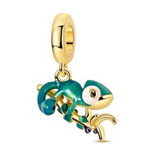 MULA 925 Stering Silver DIY Charm Golden Chameleon Pendant for Women Bracelet