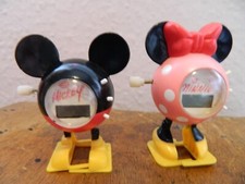 VINTAGE RARE DISNEY MICKEY & MINNIE MOUSE WIND UP WALKER WALKING DIGITAL CLOCK