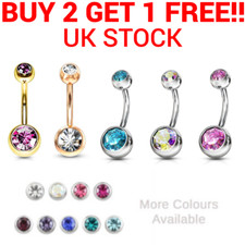 Belly Bar Navel Crystal Double