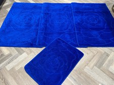 ROMANY WASHABLE GYPSY MATS 4PC SET NEW 2025 ROSE DESIGN NON SLIP ROYAL BLUE