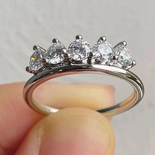 Five Stone Round Cut Moissanite Eternity Engagement Ring 14k White Gold Plated