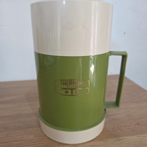 Vtg green cream thermos - vtg,