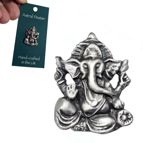 Ganesh pin badge pewter - ganesh,