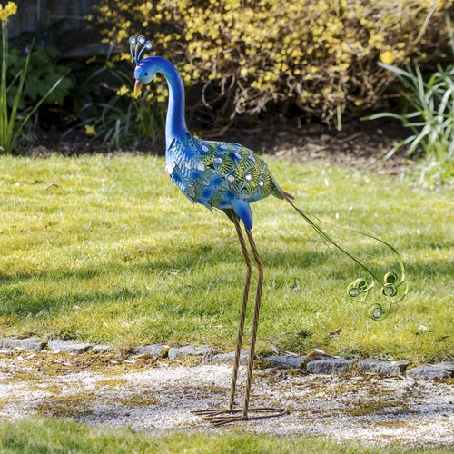 Blue metal peacock garden - metal,