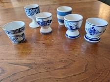 6 Vintage Blue And White Egg