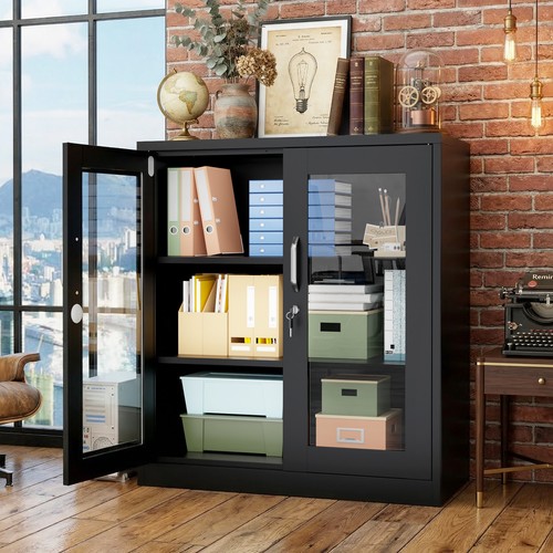 Metal cabinet with - with, glass