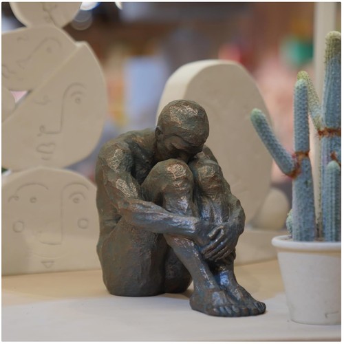 Abstract sitting man sculpture - abstract,