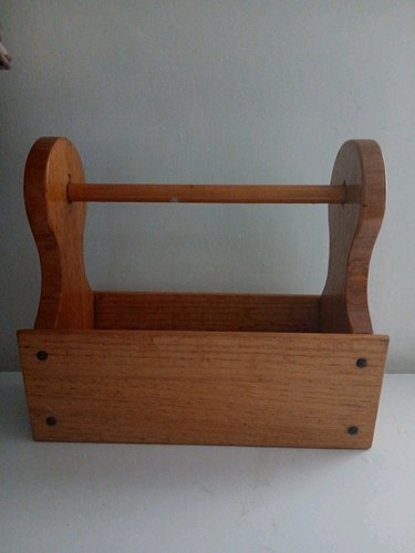 Vintage handmade wood caddy - handmade,