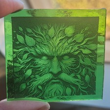 Stained glass Green Man piece fragment pagan art kiln fired glass