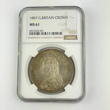 Great Britain Queen Victoria 1887 Crown Silver Coin NGC Graded MS 61