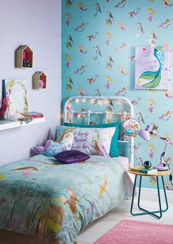 Arthouse mermaid world teal - world,