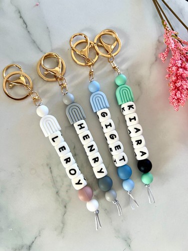 Personalised keyring beaded - personalised,