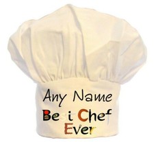 PERSONALISED BEST CHEF INGREDIENTS PRINT CHEFS HAT POLYESTER BIRTHDAY CHRISTMAS