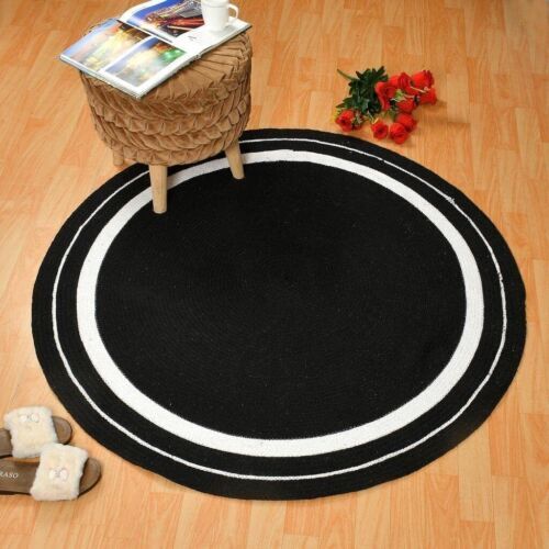 Natural handmade round rug - natural,