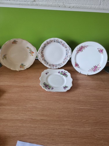 Vintage floral cake plates - 4,