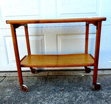 SWEET STREAMLINE 1940'S-50'S SWEDISH FOLDING BIRCH SERVING CART, ALVAR AALTO?
