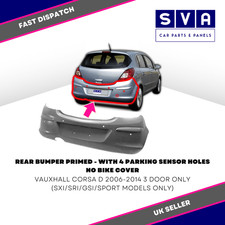 Vauxhall Corsa D 2006-2014 Rear Bumper Primed 3 Dr With 4 Pdc Insurance Approved