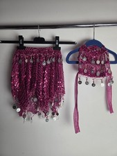 Girls Pink Belly Dance Top Skirt Set Outfit Bollywood Dancing Costume Age 1