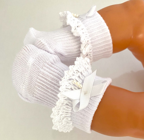 Cotton frilled dolls socks - frilled,