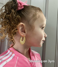 Kids Gold Gypsy Style Creole Hoops, Small 30mm Oval Girls Gold Filled Hoops