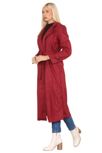 Ladies suede trench coat - suede, long