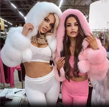 NEW Women Faux Fur Hood Shaggy