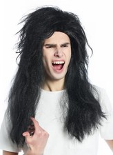 Wig Carnival 80s Hair Metal Hard Rock Heavy Metal Goth Mane Mat Black