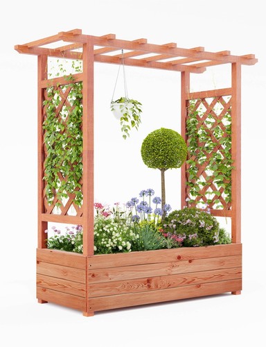 Wooden planter with corner - planter,