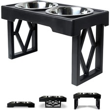 Elevated Raised Dog Double Bowl with Stand Dog Feeding Station Height Adjustable