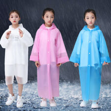 2X Children Kid Hooded suit Rain Cover Poncho Raincoat Jacket Coat Waterproof UK