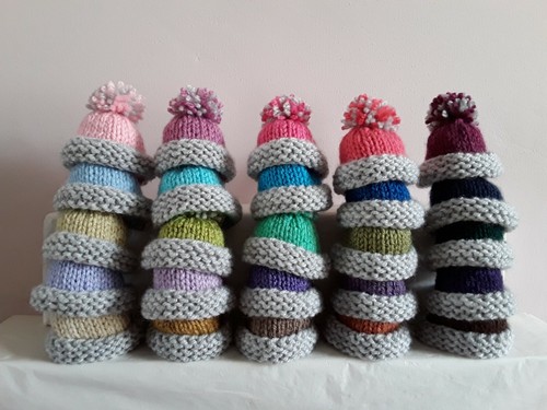 Hand knitted grey mixed - grey, /