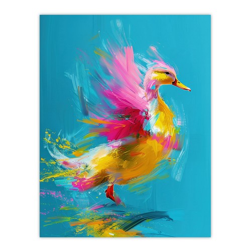 Flying yellow pink duck - yellow,