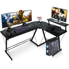 L Shaped Gaming PC Desk black