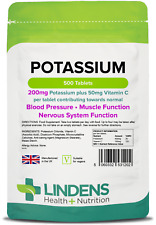 Lindens Potassium 200mg Tablets - 500 Tablets - with 50mg Vitamin C Per Tablet
