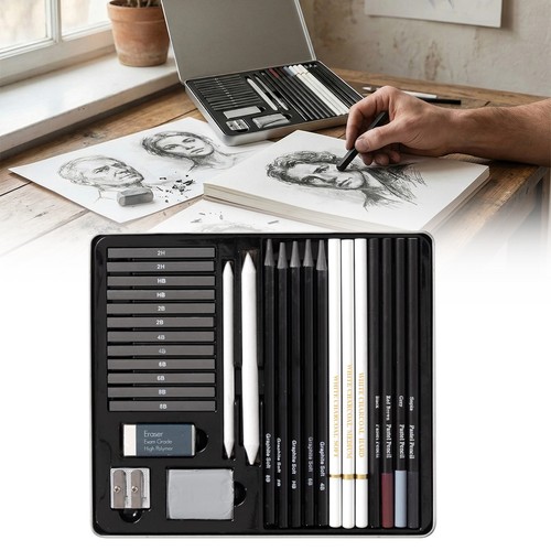 29x artist drawing set - set, tin