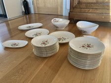 Vintage French Dinner Set with delicate Roses And Feuillage- Total of 35 Pieces-
