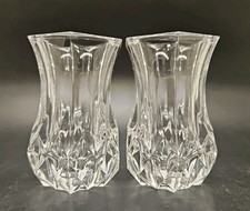 2 x Cristal D’Arques Violette Small Lead Crystal Bud Vases 8cms tall