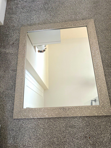 Square silver mirrored glass - silver,