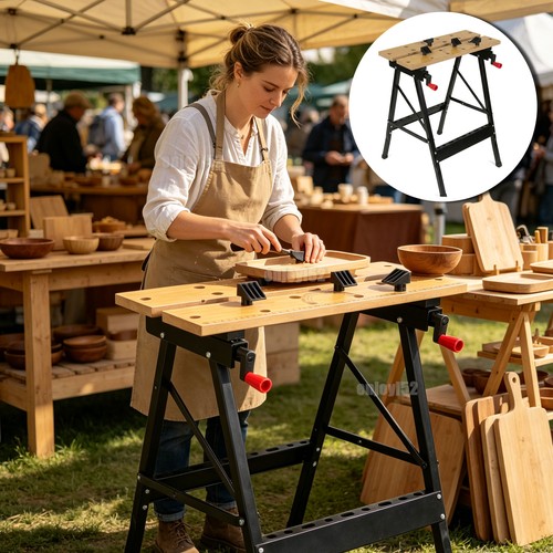 Foldable wooden workbench - wooden,