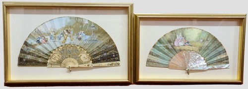 Pair fans carved bone and - fans.,