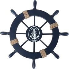 Wooden Ship Wheel Nautical Boat Steering Wheel Beach Home Wall Decoration 28CM