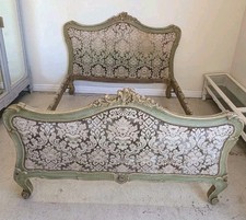 FRENCH ORIGINAL ANTIQUE UPHOLSTERED LOUIS XV BED - Kingsize Width