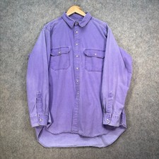 Woolrich Shirt Mens Size UK XL Purple 100% Cotton Workwear Pockets Vintage USA